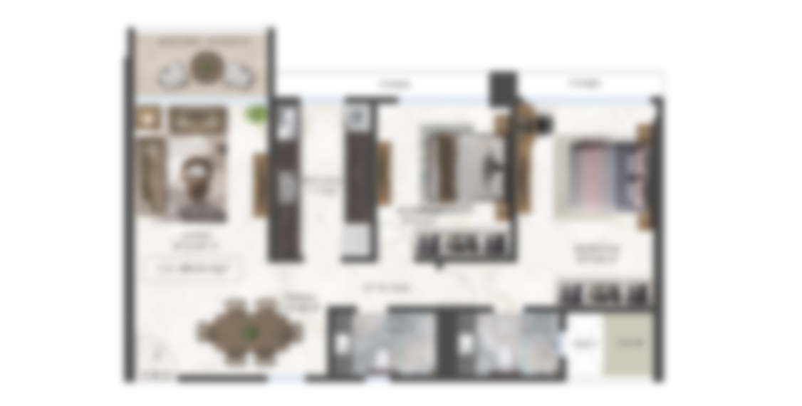 Claremont Plans of 2 BHK 886 Sq.Ft. Blur