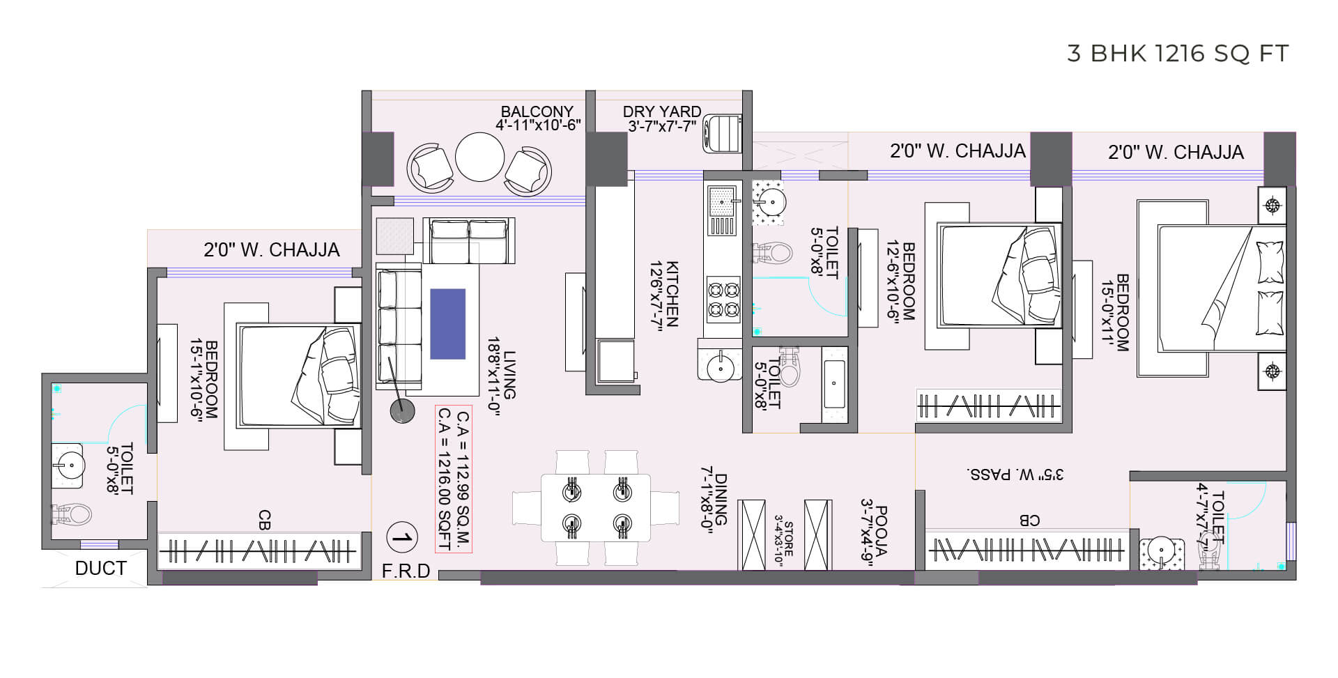 Claremont Website 3 Bhk Floor Plan